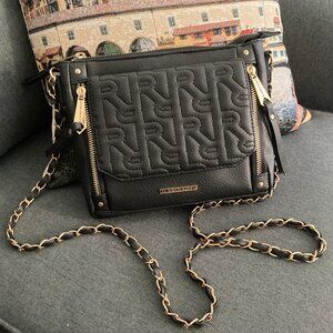 Rampage Black Crossbody Shoulder Handbag Gold Chain Strap
